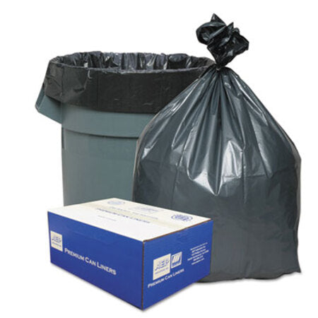 Platinum Plus® Can Liners, 56 gal, 1.55 mil, 43" x 48", Gray, 10 Bags/Roll, 5 Rolls/Carton - CT/1 - WBI-PLA4770-CT