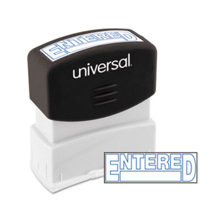 Universal® Message Stamp, ENTERED, Pre-Inked One-Color, Blue - Each - UNV-10052-EA
