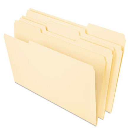 Universal® Deluxe Heavyweight File Folders, 1/3-Cut Tabs: Assorted, Letter Size, 0.75" Expansion, Manila, 50/Pack - Pack of 1 - UNV-16413-PK