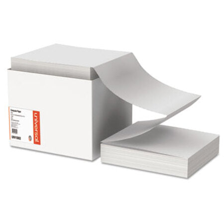 Universal® Printout Paper, 1-Part, 0.5" Standard Perforation, 20 lb Bond Weight, 9.5 x 11, White, 2,400/Carton - CT/1 - UNV-15802-CT