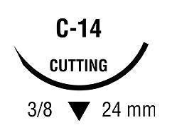 Covidien Absorbable Suture with Needle Plain Gut C-14 3/8 Circle Reverse Cutting Needle Size 2 - 0 - Box of 36 - SG-823-BX