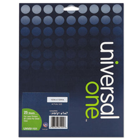 Universal® Deluxe Clear Labels, Inkjet/Laser Printers, 0.5 x 1.75, Clear, 80/Sheet, 25 Sheets/Box - Pack of 1 - UNV-81101-PK