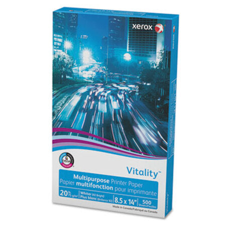 xerox™ Vitality Multipurpose Print Paper, 92 Bright, 20 lb Bond Weight, 8.5 x 14, White, 500/Ream - RM/1 - XER-3R02051-RM