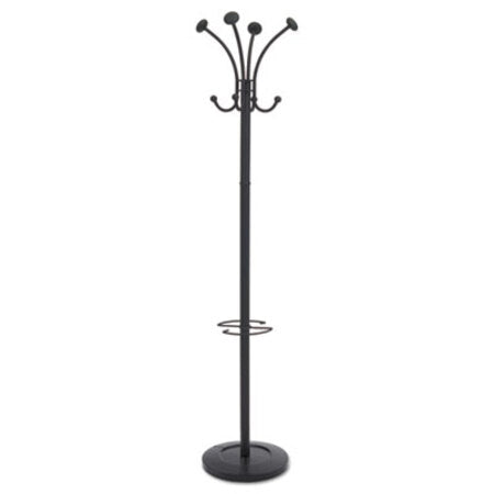 Alba™ Viena Coat Stand, Eight Knobs, Steel, 16w x 16d x 70.5h, Black - Each - ABA-PMVIENAN-EA