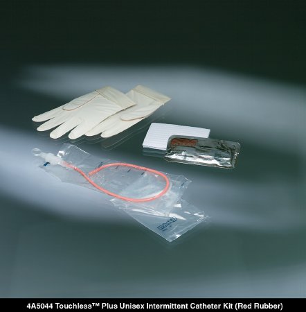Bard Intermittent Catheter Tray Touchless® Plus Closed System / Unisex 12 Fr. Without Balloon Red Rubber - Case of 50 - 4A5042-CS