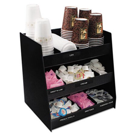 Vertiflex® Commercial Grade Vertical Condiment Organizer, 9 Compartments, 14.5 x 11.75 x 15, Black - Each - VRT-VFC1515-EA