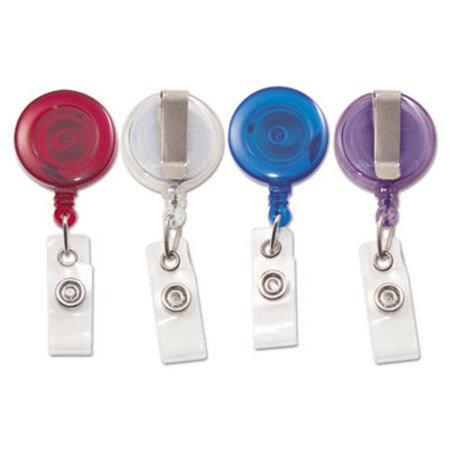 Advantus Translucent Retractable ID Card Reel, 30" Extension, Assorted Colors, 4/Pack - Pack of 1 - AVT-75464-PK