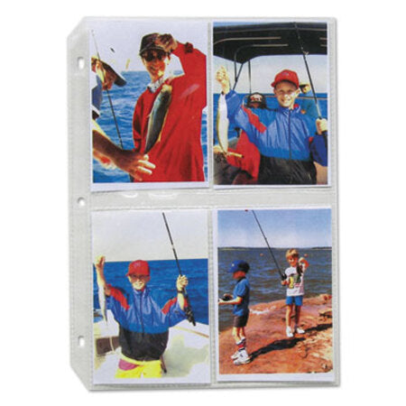 C-Line® Clear Photo Pages for Eight 3.5 x 5 Photos, 3-Hole Punched, 11.25 x 8.13, 50/Box - Box of 1 - CLI-52584-BX