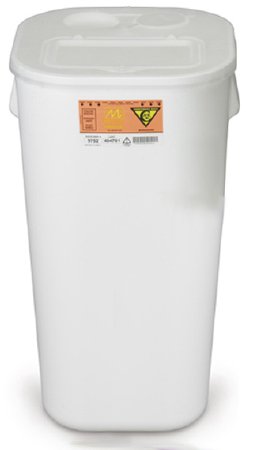 Medegen Medical Products LLC Chemotherapy Waste Container Chemo-Tainer™ White Base 25-1/2 H X 13-1/2 W X 13-1/2 D Inch Horizontal Entry 16 Gallon - Case of 6 - 9752-CS
