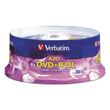Verbatim® DVD+R Dual Layer Recordable Disc, 8.5 GB, 8x, Spindle, Silver, 30/Pack - Pack of 1 - VER-96542-PK