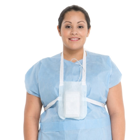 O&M Halyard Inc Telemetry Pouch Standard Size, Chest and Neck Straps, NonWoven Material, Velcro® Closures, Blue with White Straps, Lightweight Telemetry Unit - Case of 60 - 71825-CS