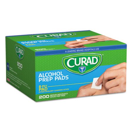 Curad® Alcohol Swabs, 1 x 1, 200/Box - Box of 1 - MII-CUR45581RBI-BX