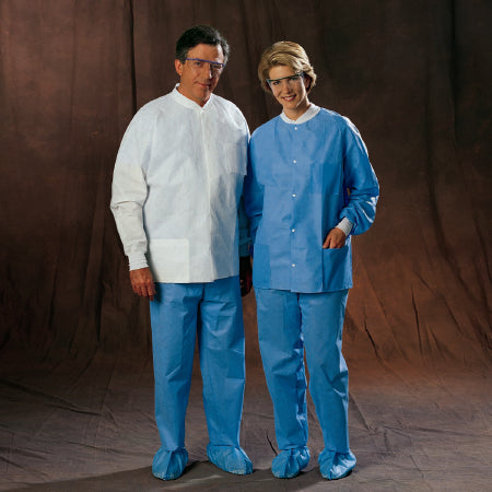 O&M Halyard Inc Lab Jacket White Medium Hip Length Disposable - Case of 25 - 10071-CS