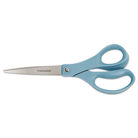 Fiskars® Contoured Performance Scissors, 8" Long, 3.5" Cut Length, Blue Straight Handle - Each - FSK-1424901005-EA