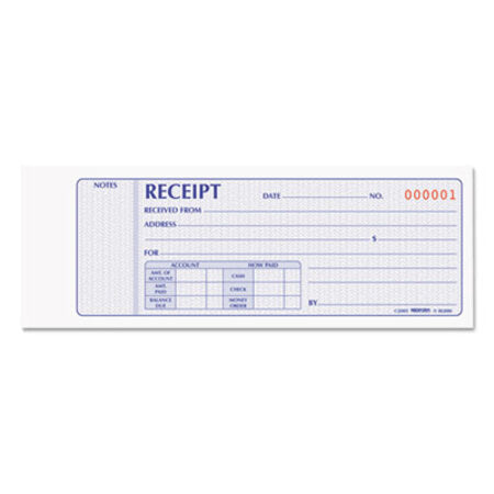 Rediform® Receipt Book, Two-Part Carbonless, 7 x 2.75, 4 Forms/Sheet, 100 Forms Total - Each - RED-8L800-EA