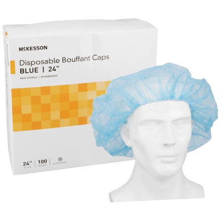 McKesson Bouffant Cap McKesson Blue Elastic Closure - Box of 100 - 40181100-BX