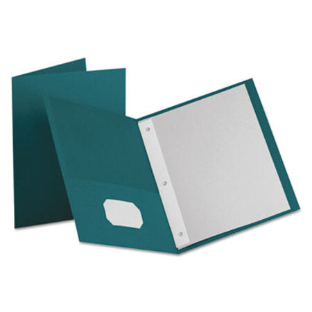 Oxford™ Twin-Pocket Folders with 3 Fasteners, 0.5" Capacity, 11 x 8.5, Teal, 25/Box - Box of 1 - OXF-57755-BX
