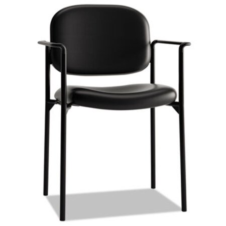 HON® VL616 Stacking Guest Chair with Arms, Bonded Leather Upholstery, 23.25" x 21" x 32.75", Black Seat, Black Back, Black Base - Each - BSX-VL616SB11-EA