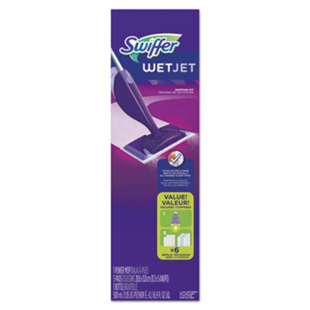 Swiffer® WetJet Mop, 11 x 5 White Cloth Head, 46" Purple/Silver Aluminum/Plastic Handle - KT/1 - PGC-92811KT-KT