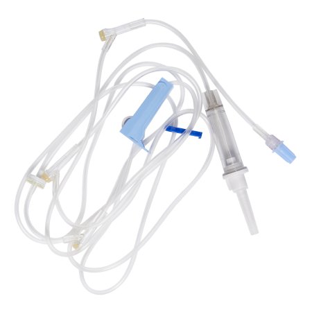 Baxter Primary IV Administration Set Interlink® Gravity 3 Ports 10 Drops / mL Drip Rate Without Filter 110 Inch Tubing Solution - Case of 48 - 2C6537-CS