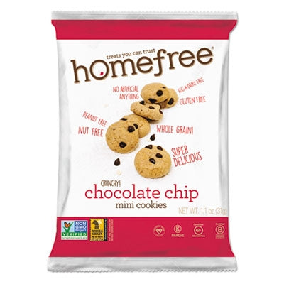 Homefree® Gluten Free Chocolate Chip Mini Cookies, 1.1 oz Pack, 30/Carton - CT/30 - HMF-01873-CT
