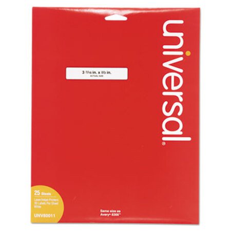 Universal® Self-Adhesive Permanent File Folder Labels, 0.66 x 3.44, White, 30/Sheet, 25 Sheets/Box - Pack of 1 - UNV-80011-PK