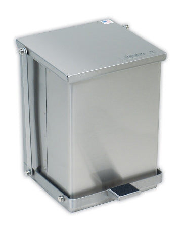 Detecto Scale Trash Can Detecto® 16 Quart Square Silver Stainless Steel Step On - Each - C-16-EA