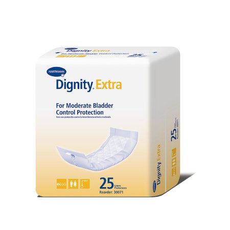 Hartmann Incontinence Liner Dignity® Extra™ 4 X 12 Inch Moderate Absorbency Polymer Core One Size Fits Most - Bag of 25 - 30071-BG