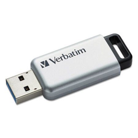 Verbatim® Store 'n' Go Secure Pro USB Flash Drive with AES 256 Encryption, 32 GB, Silver - Each - VER-98665-EA