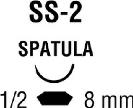 Covidien Nonabsorbable Suture with Needle Surgidac™ Polyester SS-2 1/2 Circle Spatula Needle Size 4 - 0 Braided - Box of 12 - D-1779K-BX