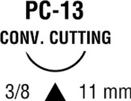 Covidien Absorbable Suture with Needle Biosyn™ Polyester PC-13 3/8 Circle Conventional Cutting Needle Size 4 - 0 Monofilament - Box of 24 - CM-400-BX