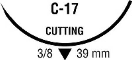 Covidien Nonabsorbable Suture with Needle Monosof™~Dermalon™ Nylon C-17 3/8 Circle Reverse Cutting Needle Size 2 - 0 Monofilament - Box of 36 - SN-674-BX