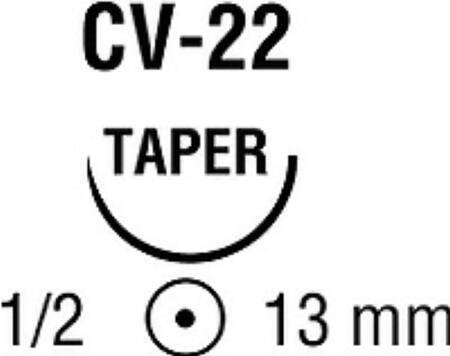 Covidien Nonabsorbable Suture with Needle Surgipro™ II Polypropylene CV-22 1/2 Circle Taper Point Needle Size 5 - 0 Monofilament - Box of 36 - VP-710-X-BX
