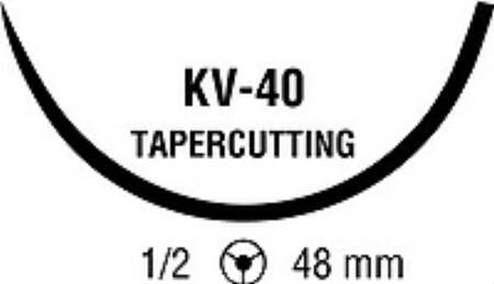 Covidien Nonabsorbable Suture with Needle Ti-Cron™ Polyester KV-40 1/2 Circle Taper Cutting Needle Size 5 Braided - Box of 12 - 88862818-89-BX