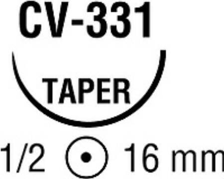 Covidien Nonabsorbable Suture with Needle Ti-Cron™ Polyester CV-331 1/2 Circle Taper Point Needle Size 4 - 0 Braided - Box of 36 - 88863087-31-BX