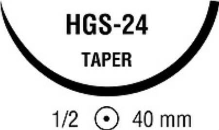 Covidien Nonabsorbable Suture with Needle Ti-Cron™ Polyester HGS-24 1/2 Circle Taper Point Needle Size 2 Braided - Box of 36 - 88863376-81-BX