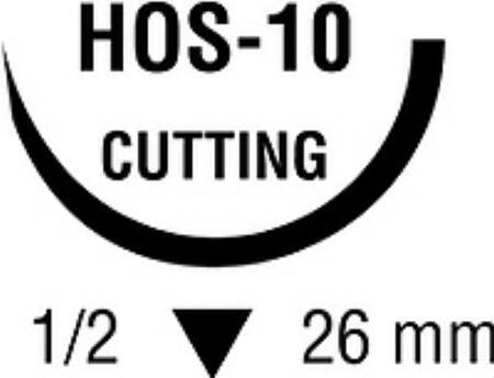 Covidien Nonabsorbable Suture with Needle Ti-Cron™ Polyester HOS-10 1/2 Circle Reverse Cutting Needle Size 2 Braided - Box of 36 - 88863395-81-BX