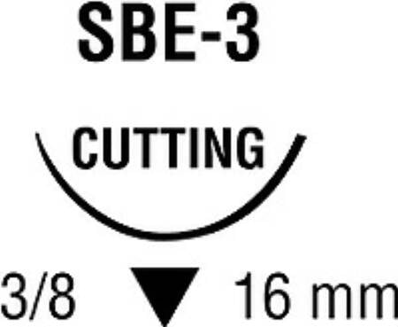 Covidien Nonabsorbable Suture with Needle Novafil™ Polybutester SBE-3 3/8 Circle Reverse Cutting Needle Size 5 - 0 Monofilament - Box of 12 - 8886440123-BX