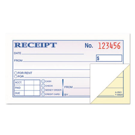 TOPS™ Money and Rent Receipt Books, Two-Part Carbonless, 4.78 x 2.75, 50 Forms Total - Each - TOP-46820-EA
