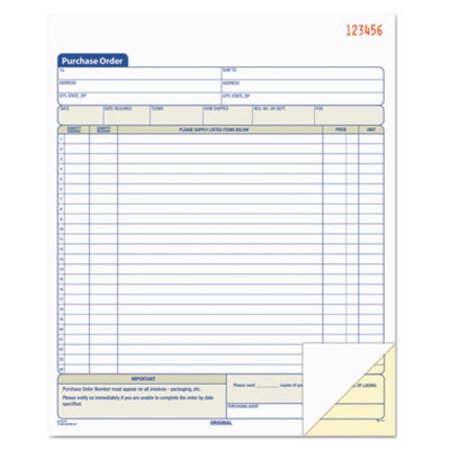 TOPS™ Purchase Order Book, 22 Lines, Two-Part Carbonless, 8.38 x 10.19, 50 Forms Total - Each - TOP-46146-EA