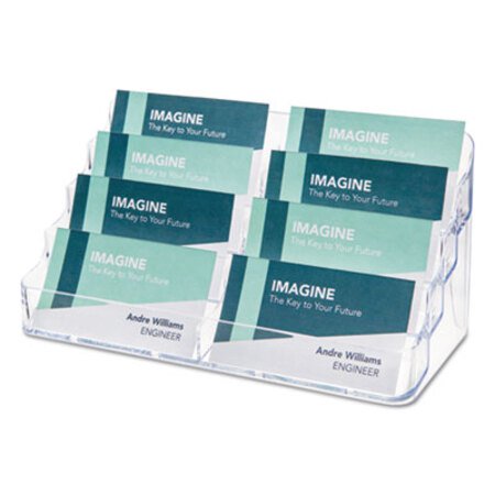 Deflecto® 8-Pocket Business Card Holder, Holds 400 Cards, 7.78 x 3.5 x 3.38, Plastic, Clear - Each - DEF-70801-EA
