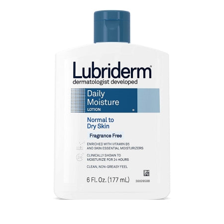 Johnson & Johnson Consumer Hand and Body Moisturizer Lubriderm® 6 oz. Pump Bottle Unscented Lotion CHG Compatible - Each - 10052800488165-EA