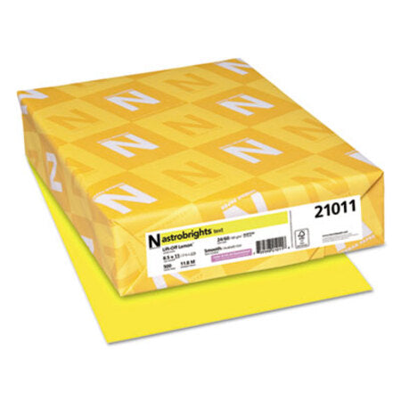 Astrobrights® Color Paper, 24 lb Bond Weight, 8.5 x 11, Lift-Off Lemon, 500/Ream - RM/1 - WAU-21011-RM