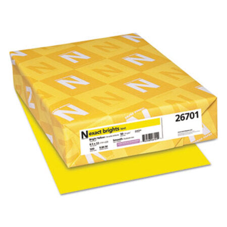 Neenah Paper Exact Brights Paper, 20 lb Bond Weight, 8.5 x 11, Bright Yellow, 500/Ream - RM/1 - WAU-26701-RM