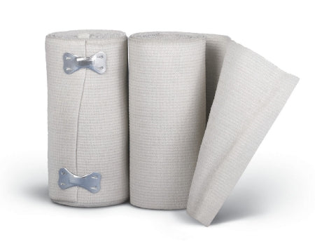 Medline Elastic Bandage Sure Wrap® 4 Inch X 5 Yard Clip Detached Closure White NonSterile High Compression - Case of 50 - MDS057004-CS