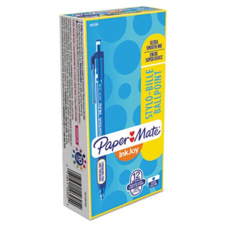 Paper Mate® InkJoy 300 RT Ballpoint Pen, Retractable, Medium 1 mm, Blue Ink, Blue Barrel, Dozen - DZ/1 - PAP-1951259-DZ