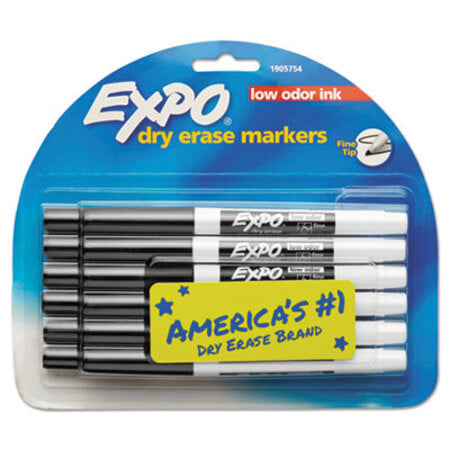 EXPO® Low-Odor Dry-Erase Marker, Fine Bullet Tip, Black, Dozen - DZ/1 - SAN-86001-DZ