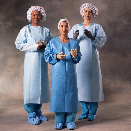 O&M Halyard Inc Protective Procedure Gown One Size Fits Most Blue NonSterile Not Rated Disposable - Case of 100 - 69602-CS