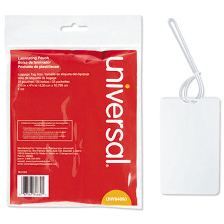 Universal® Laminating Pouches, 5 mil, 2.5" x 4.25", Gloss Clear, 25/Pack - Pack of 1 - UNV-84660-PK