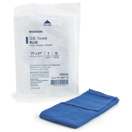McKesson O.R. Towel McKesson 17 W X 27 L Inch Blue Sterile - Pack of 1 - 16-6001-B-PK